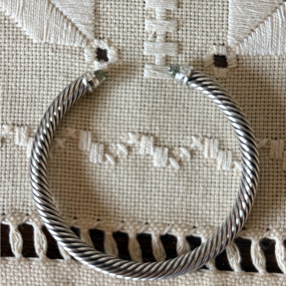 David Yurman Classic Sterling Silver w/Prasiolite Diamonds 5mm.Authentic EUC M - Picture 3 of 15